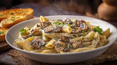 Mushroom Onion Pasta (White Sauce)